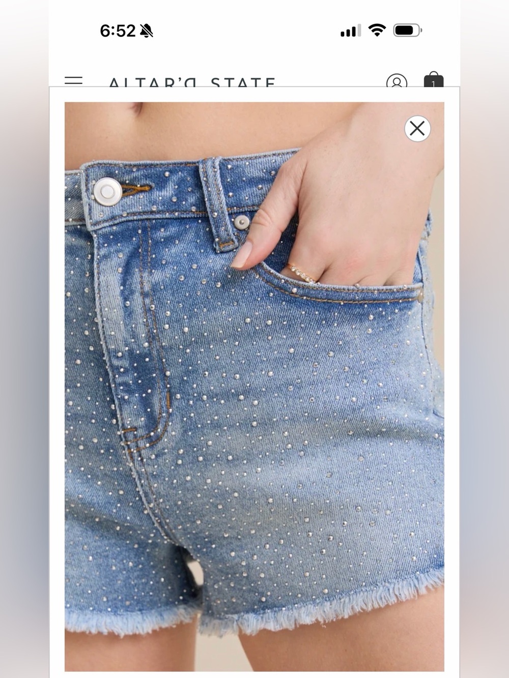Altard State Maren Light Blue Rhinestone Shorts